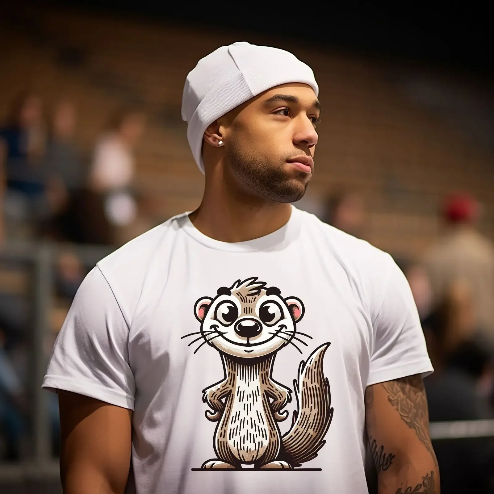 Funny Cartoon Ferret T Shirt for Men Cute Pet Owner Dad Casual  Top vintage Washed Stylish Soft streetwear graphic fashion