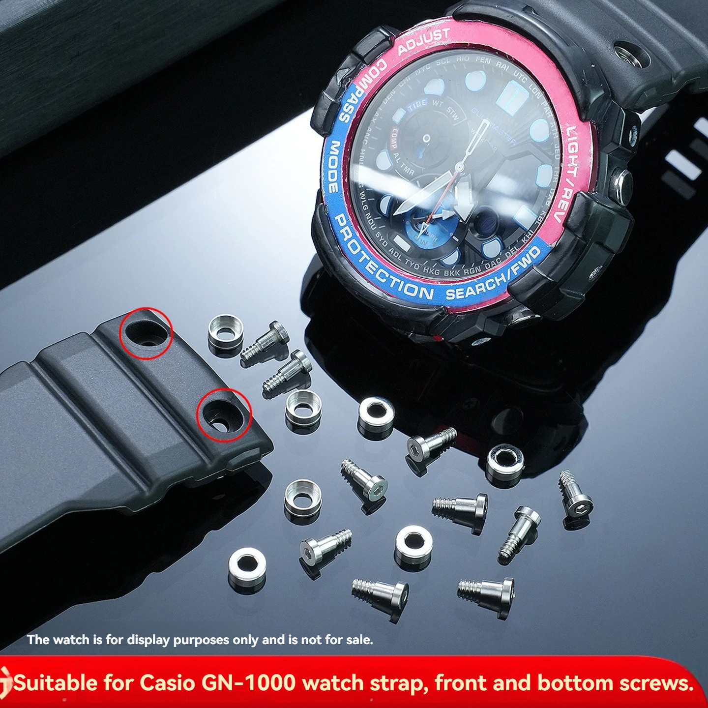 For Casio GN-1000 nautical series watchband  hexagon socket screw on the front and slotted screw accessories on the bottom