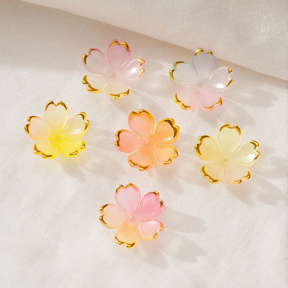 50 Stück Blumen-Acrylperlen, 18 mm, bunte Kirschblüten-Perlen für die Schmuckherstellung, DIY, handgefertigte Armbänder, Ohrringe, Zubehör – Detail 5