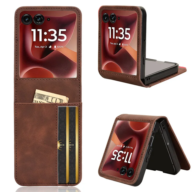 Etui na Motorola Razr 60 Ultra 40 50 Ultra 60 Pro Razr Ultra 2025 Półrozdzielone Retro Etui na Telefon Komórkowy z Wieloma Kieszeniami na Karty — zdjęcie produktu 6