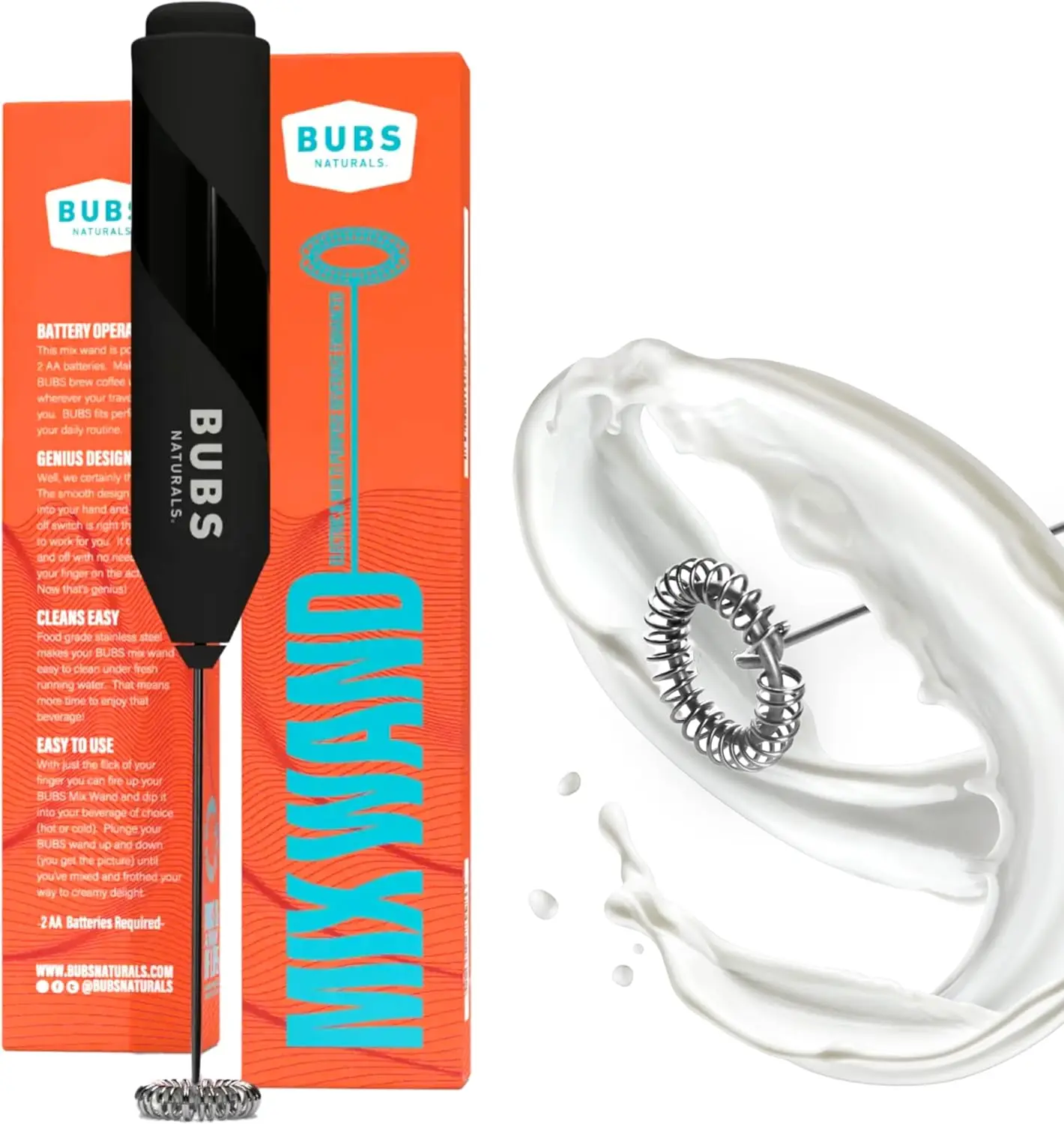 Mix Wand - Portable Milk Frother & Blender for Lattes, Smoothies, Protein Shakes - Stainless Steel