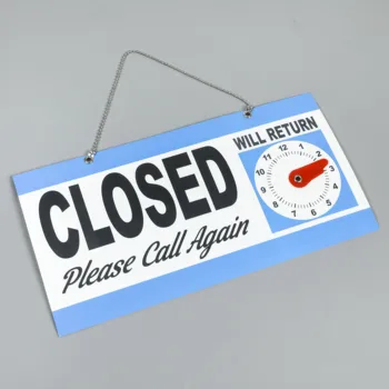 업무시간 표시판, 임시 휴식 행잉, 전면 문짝 표지판