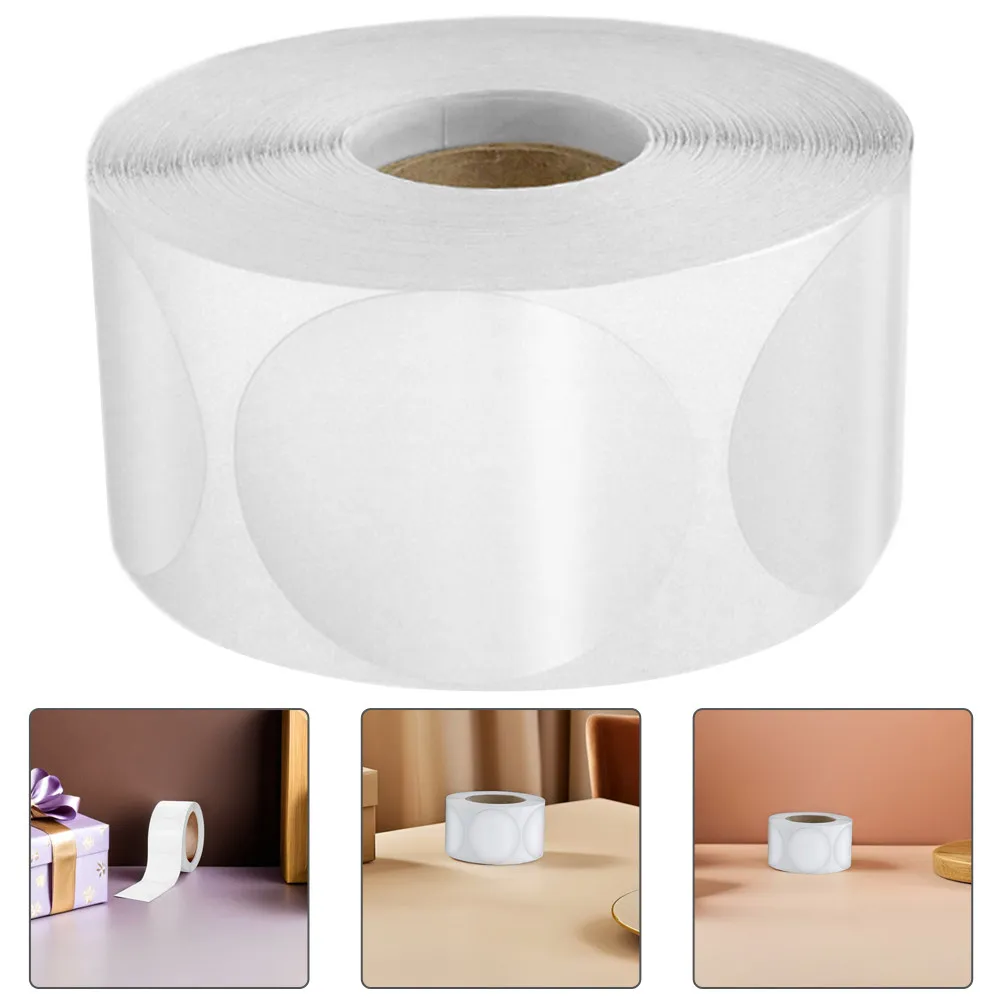 

1 Roll Clear Round Label Stickers Adhesive Dot Stickers for Home Office Coding Transparent Circle Labels for Envelopes Boxes