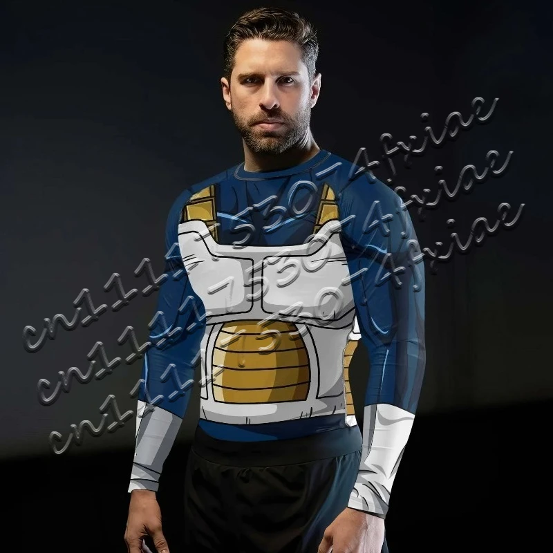 Nueva Camiseta de Compresión de Manga Larga con Diseño de Vegeta de Dragon Ball Z, para Hombre y Mujer, para Gimnasio, Entrenamiento, Protección contra Rozaduras, Ropa Casual de Calle