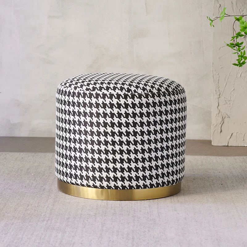 Wyj Houndstooth Sofa Pedal Home Dressing Stool Modern Minimalist Shoe Changing Stool round Stool