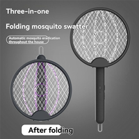 A85I-Electric Fly Swatter Two-In-One Fly Swatter Foldable Electric Mosquito Swatter Electric Mosquito Swatter