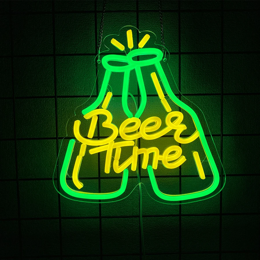 Beer Time Neon Sign, Beer Supplies Power To Touch The Led Sign Usb, Which Is Used For Decor Of Man Caves, Clubs And Restaurants.