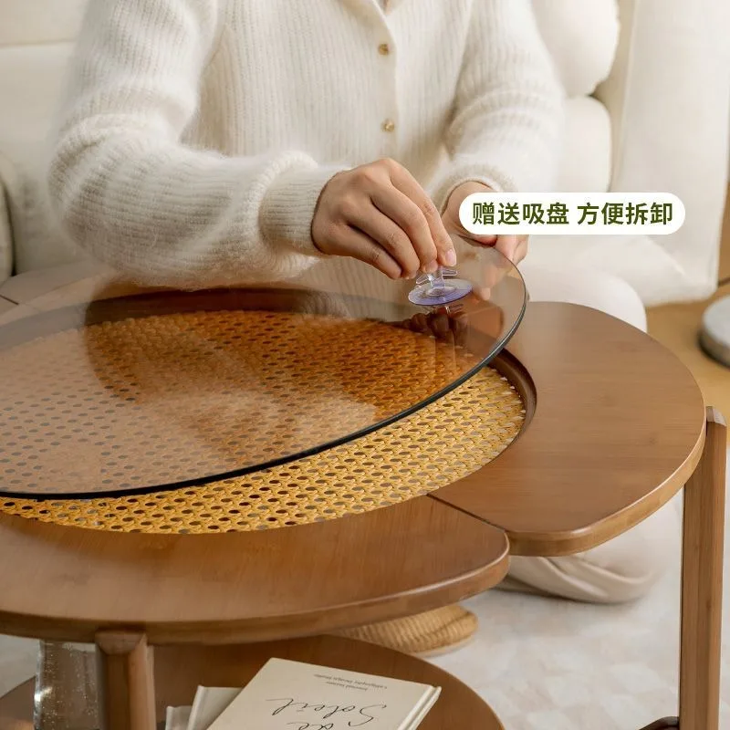 Nordic coffee table household creative four-leaf clover coffee table living room Changhong glass combination round small