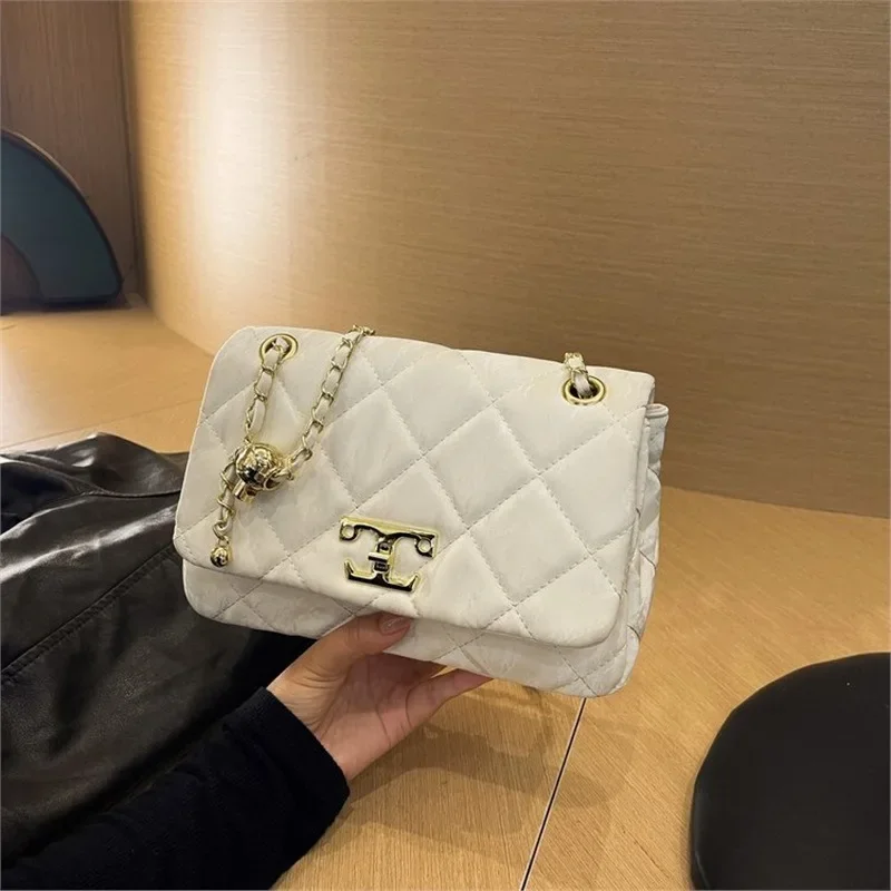 Casual Quilted Phone Crossbody 2025 - Gold Ball Chain, Stylish Shoulder All-Match