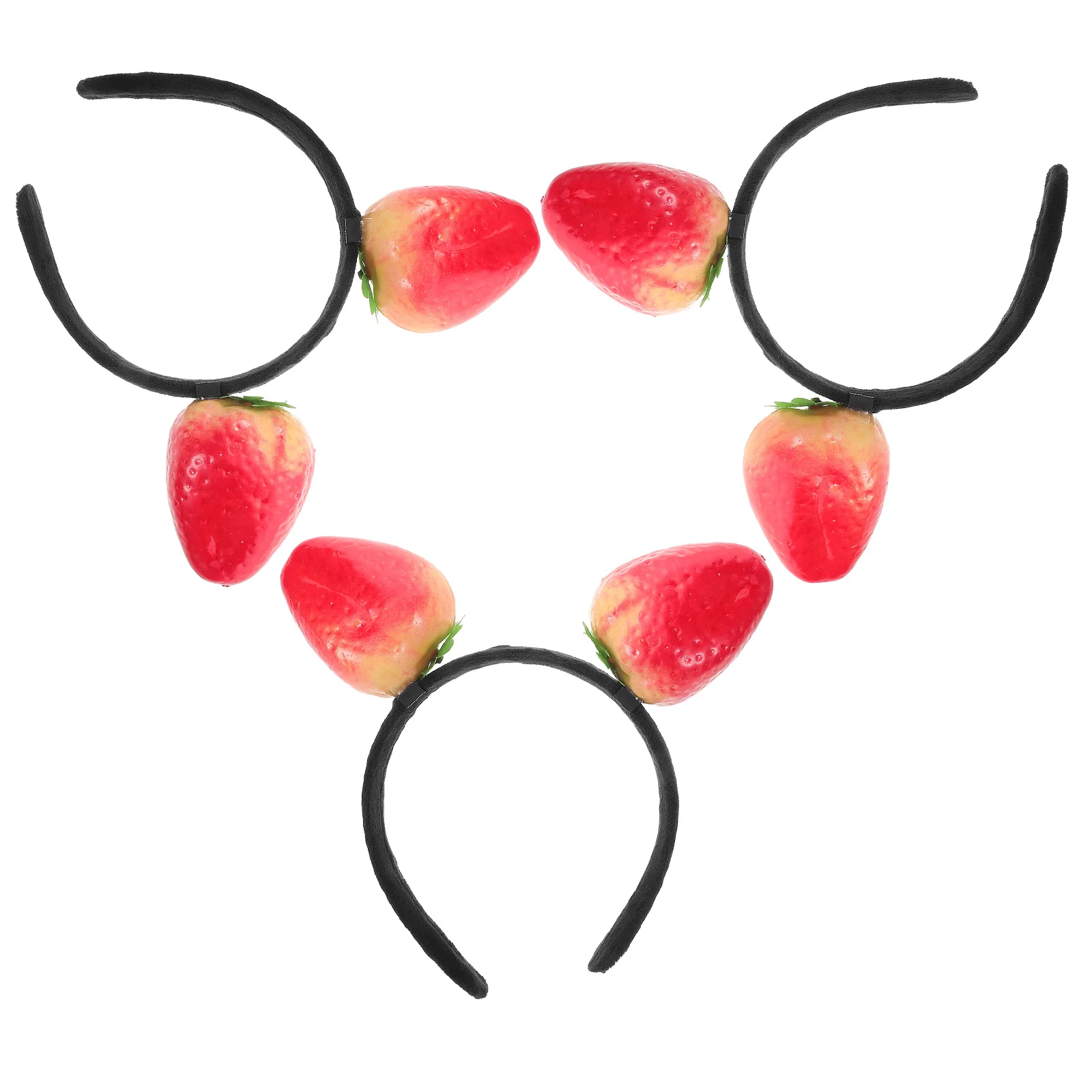 

3pcs Strawberry Headband Lightweight Plastic Fruit Themed Party Costume Accessory Fake Food Hair Novelty Cosplay Gift