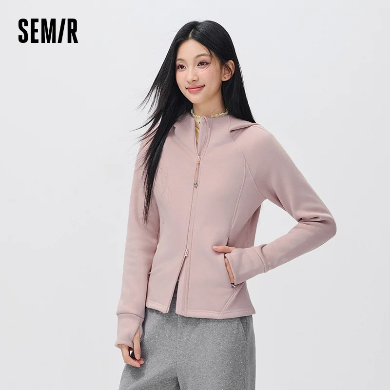Semir Women Winter Jacket Panel Design Slim Fit Fleece Lined Hooded Raglan Sleeve Thumbhole Sport Style 2026 New