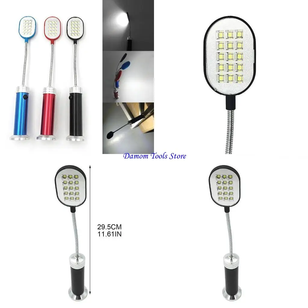 

57BE Flexible Base Computer Table Working Light Lamp 15 LED Study Flashlight