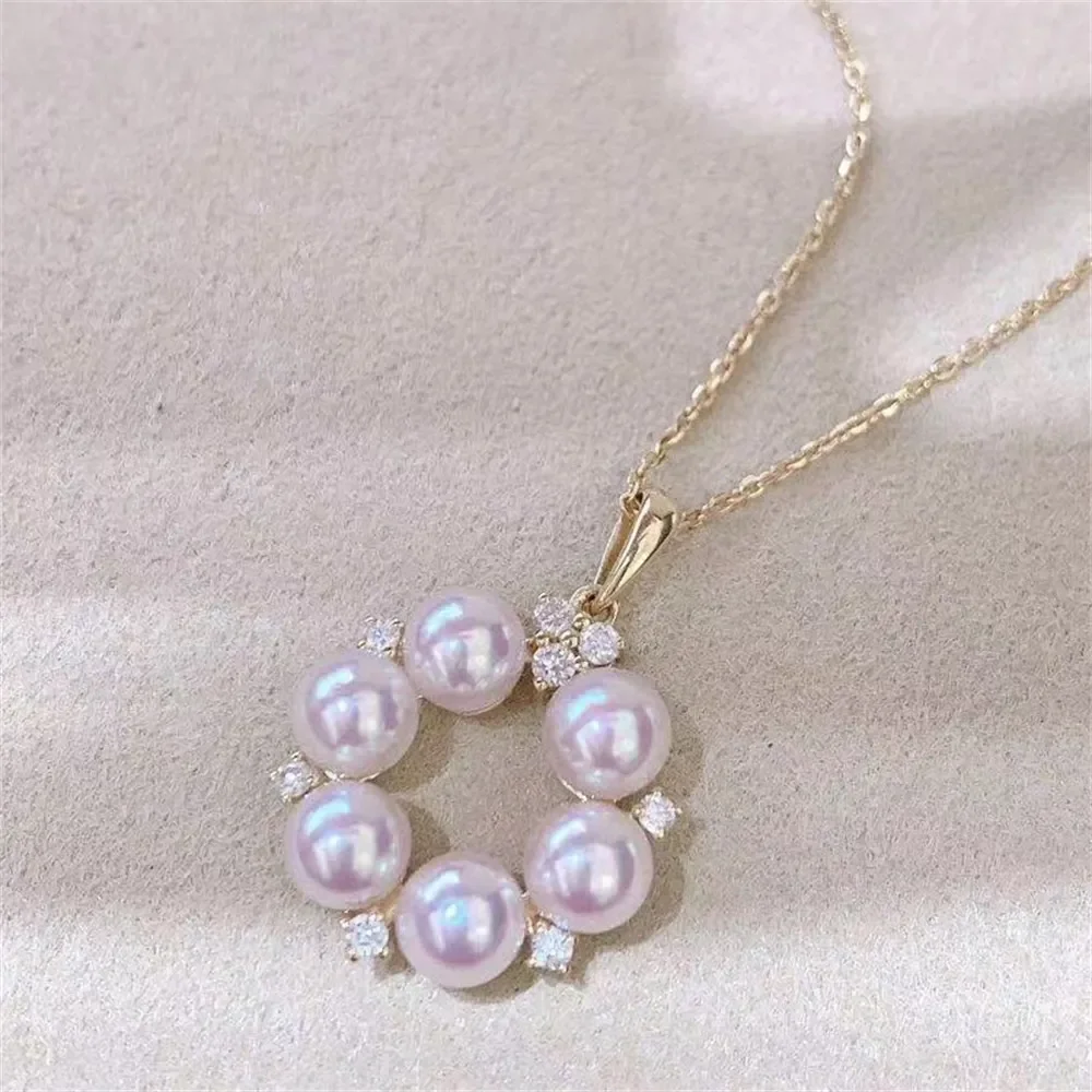 

DIY Pearl Accessories G18K Gold Pendant Empty Tray Multi-bead Pearl Necklace Pendant Female Fit 5-6mm Beads G184