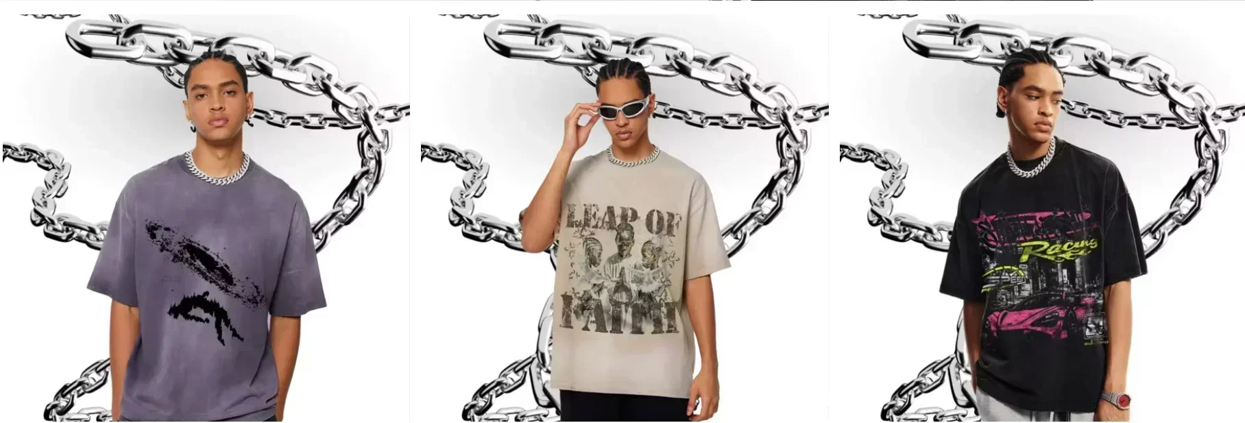 Jax TADC Baumwoll-T-Shirt mit lockerem Schnitt und überschnittenen Schultern, Unisex-Freizeitoberteil, Glitchcore-Grafik, Herrenbekleidung. – Detail 1