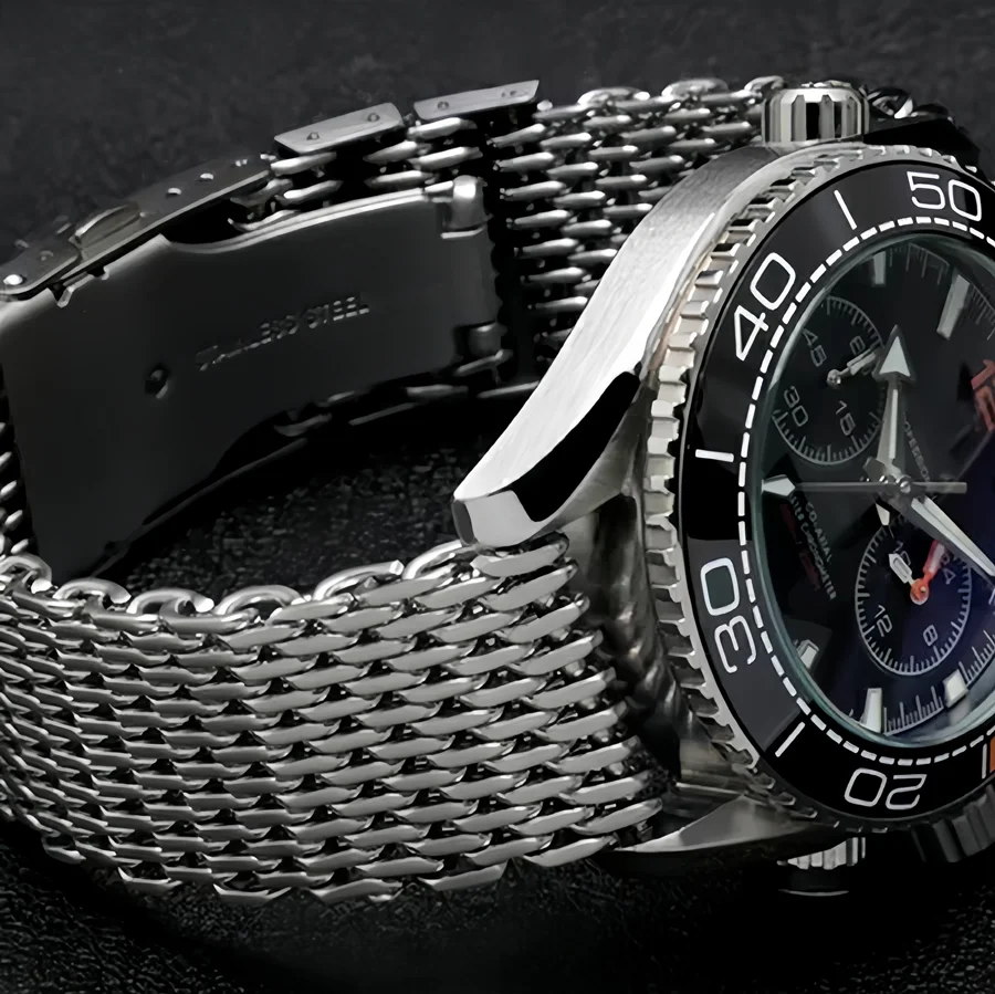 

20/22/24 мм 316L стальной сетчатый миланский ремешок для часов плетеный браслет с двойной застежкой для Breitling Omega Seiko универсальный мужской ремешок