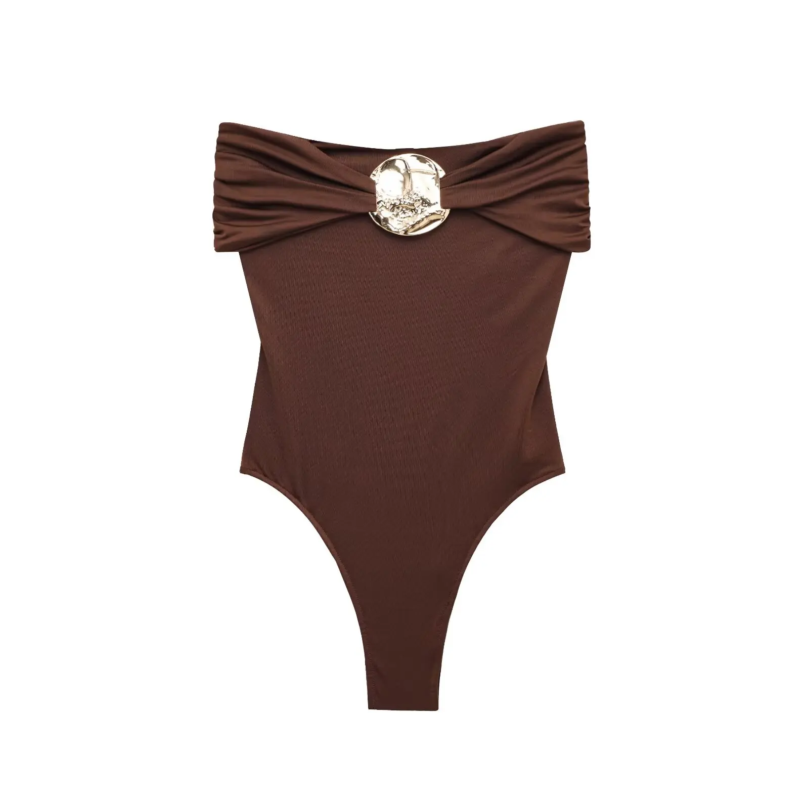 RARA 2025 Women’s Strapless Bodysuit with Decorative Buckle Detail Ideal for Casual and Daily Wear