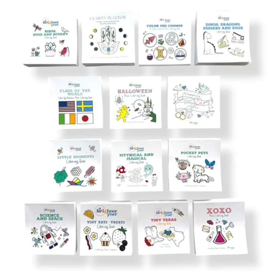 

Adult Mini Coloring Book Premium Pocket Size 3"x 3" Travel Coloring Books, Thick No-Bleed Paper, 50 Pages, Lay Flat Binding, St