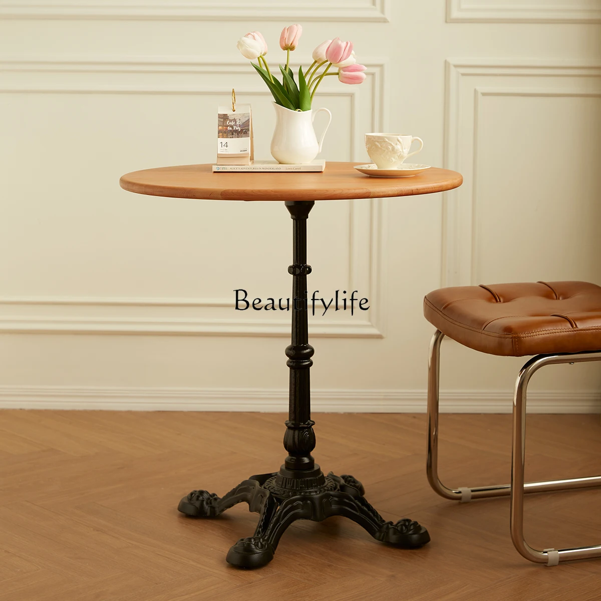 

Cherry wood coffee table solid wood Nordic simple solid wood round table