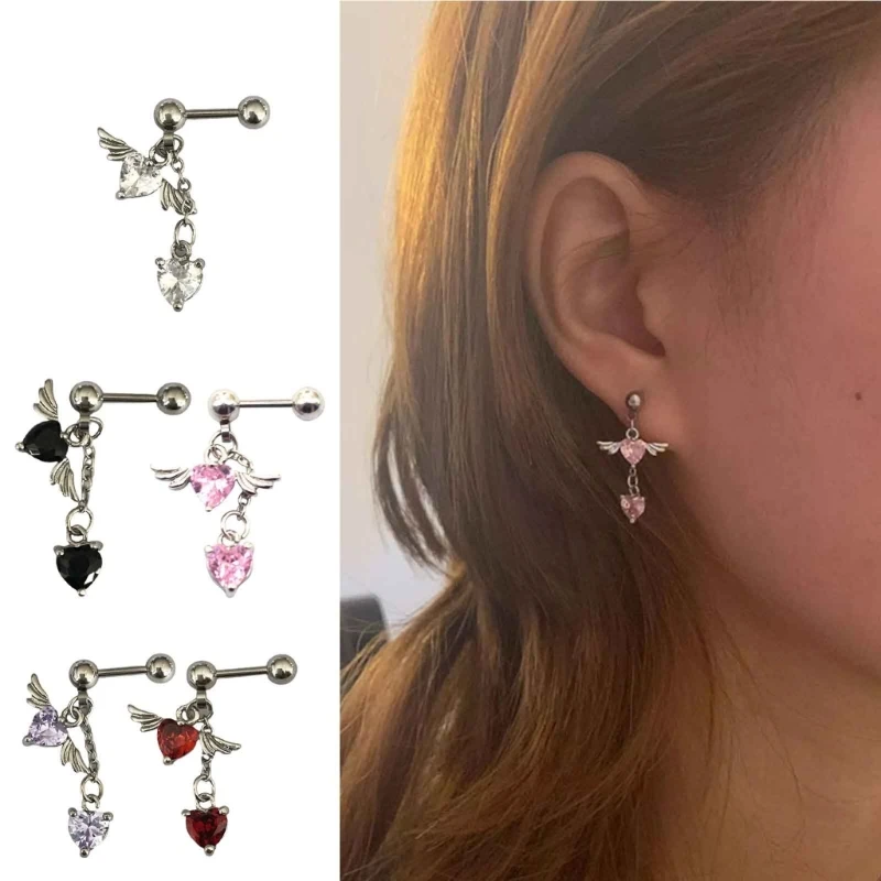 1Pc Heart Angel Wings Dangle Earrings Women Charm Earring Heart Drop Dangle Earrings for Girls Valentine Gift Wedding Favor