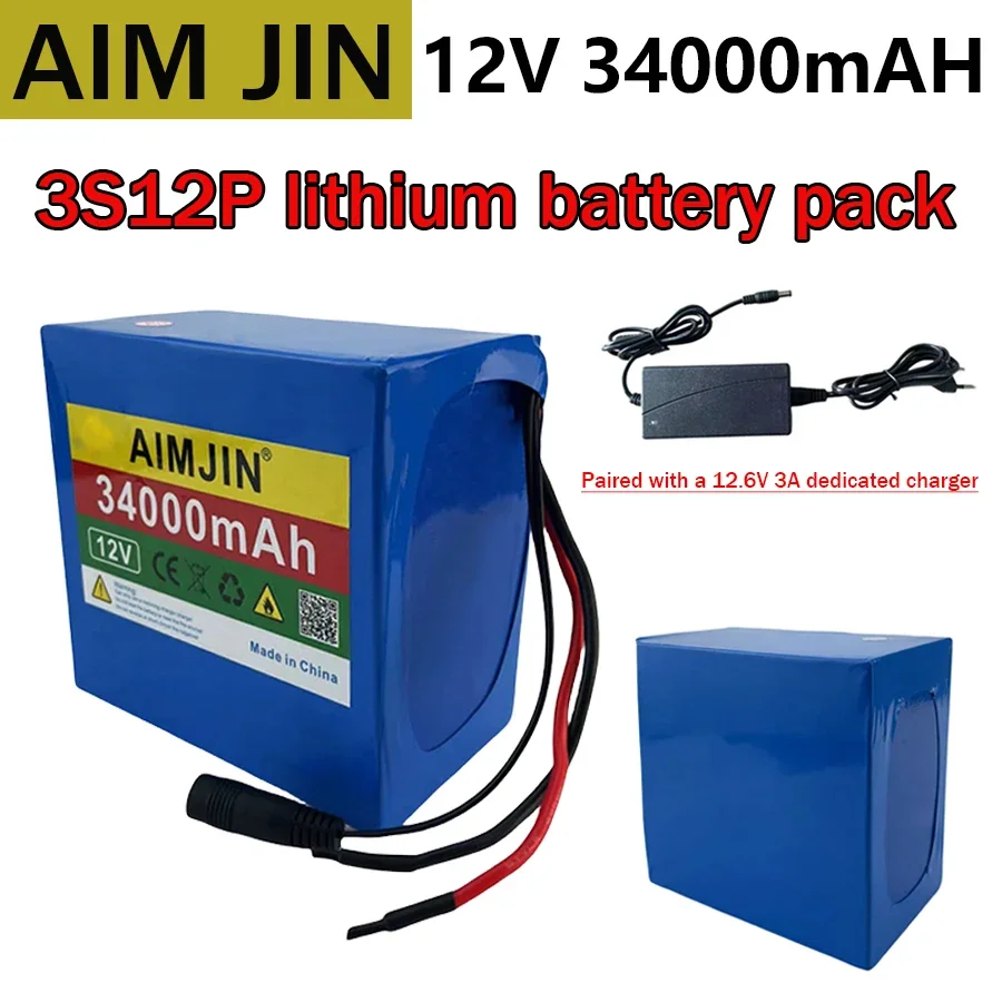 

3S12P 12V 3400MAH Battery Pack Rechargeable Battery Suitable for BMSLED Speaker Tool Toy Car 18650 Lithium ion Battery