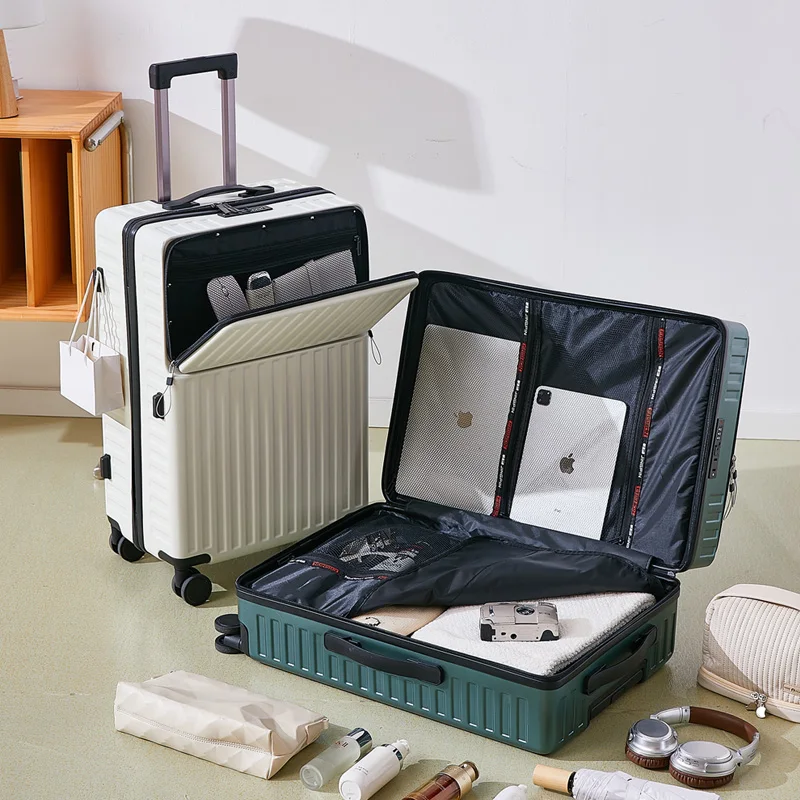 

Large Capaci Travel Suitcase Faionable Front Opening Cover Men's 20 Inch 24 Inch Password Lo Pull Rod Bag