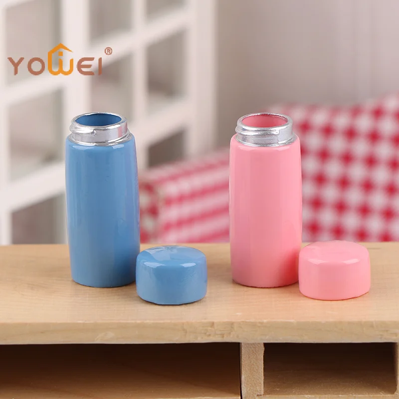 Latest 1/12 Dollhouse Miniature Thermos Cups Water Cup Doll House Food Play Scene Decor Accessories