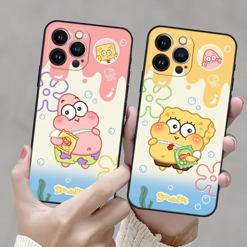 Lovely SpongeBob SquarePants Phone Case For Iphone 13ProMax 15 11 13 14 Pro Xs Max Mini Xr X 7 8 6 6s Plus Shell Coque