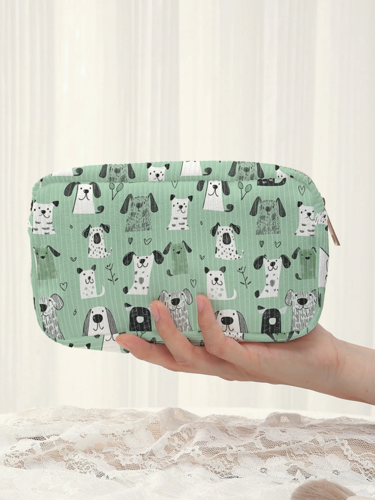 

Косметичка в деревенском стиле с милым принтом собачки, большая вместительная дорожная сумка для туалетных принадлежностей, женская сумка для хранения косметики