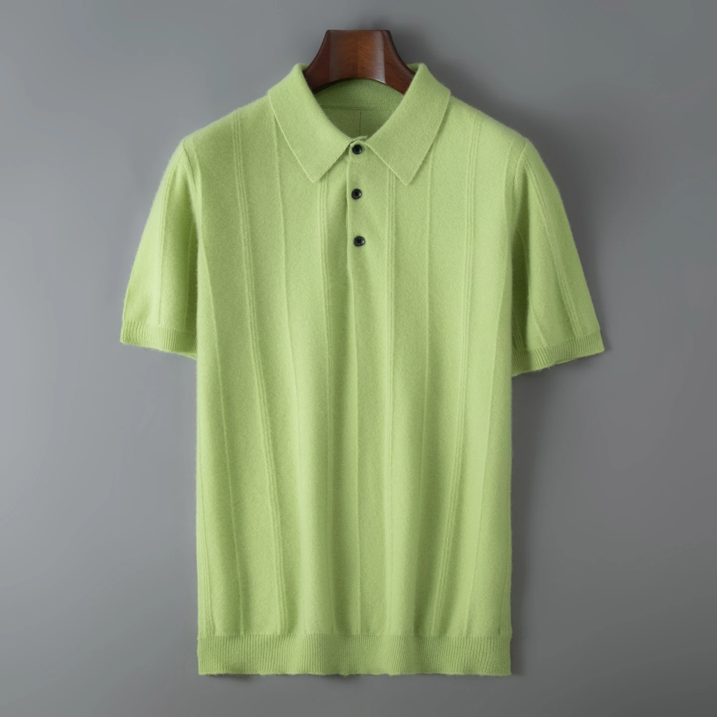 Men's Old Money Style Knitted Polo Collar Pullover Short Sleeve 100% Merino Wool Sweater Casual Business Lapel T-Shirt Autumn