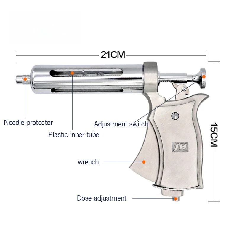 50ML Semi-automatic Adjustable Continuous Veterinary Syringe Metal Automatic Injection For Horse Sheep Cattle Pig Livestock