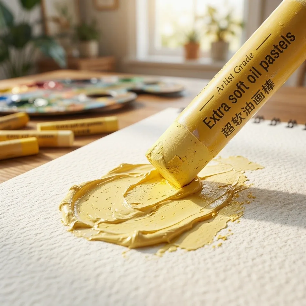 18PCS Super Soft Texture Super Soft Oil Pastels Oil Based Formula Rich Yellow Hues Yellow Series Pastel Sticks