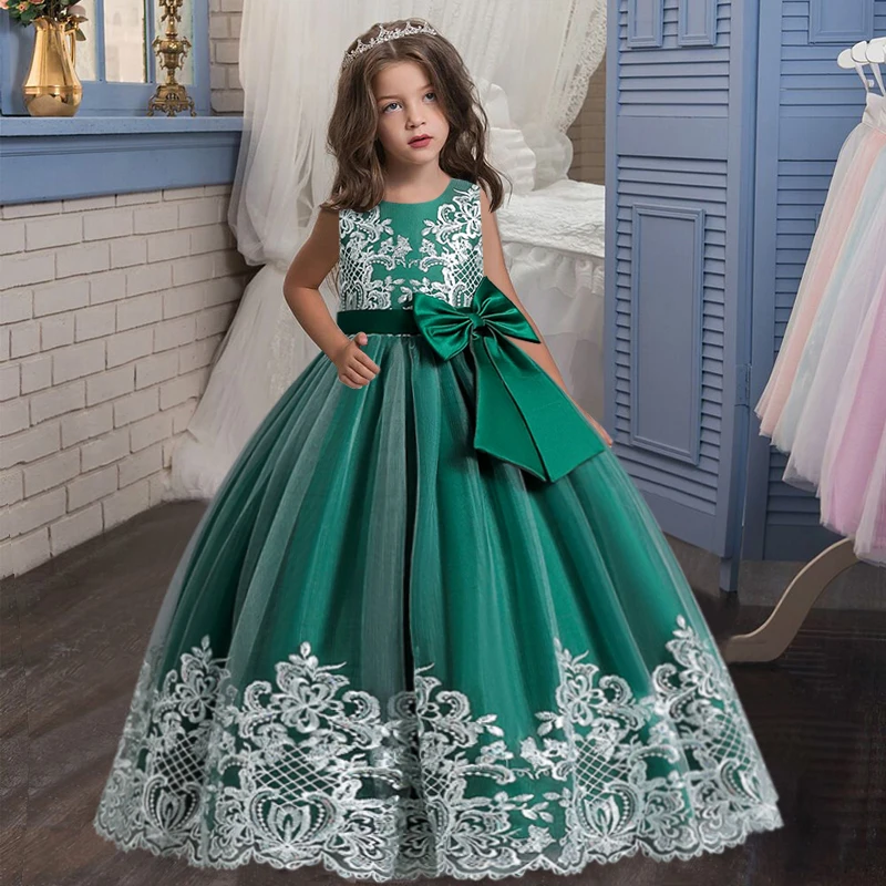 New Christmas Party Princess long dress children\'s dress children\'s gauze lace birthday party dinner ball big butterfly dress