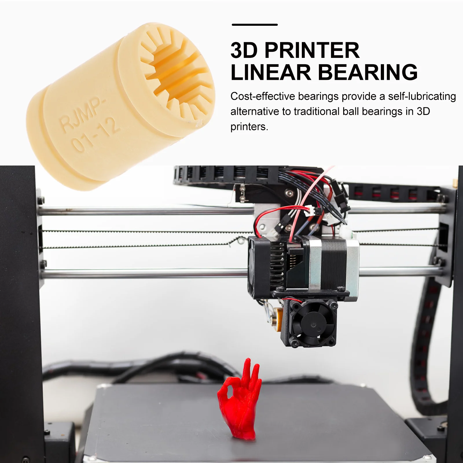 

Solid Linear Bearing Polymer 3D Printer Plastic Bushing Durable Self-Lubricating Replacement Bearing for 3D Printing