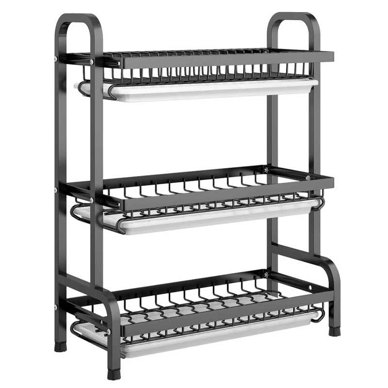 

Hot Sale Stainless Steel Metal Storage 3 Tier Kitchen Counter Holders Sink Organization Sink Dish Drying Drainer Rack
