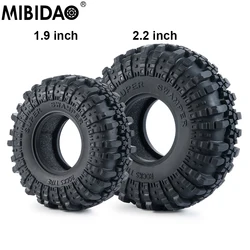 MIBIDAO 고무 타이어 휠 락 타이어, 1/10 축 SCX10 90046 TRX4 D90 D110 RR10 레이스 RC 크롤러 자동차용, 1.9 인치, 2.2 인치