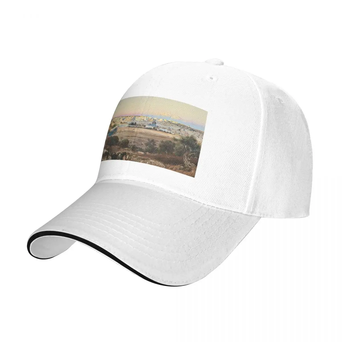 Jerusalem, From the Mount of Olives at Sunrise (1902) - Gustav Bauernfeind Baseball Cap derby hat Mens Caps Women's