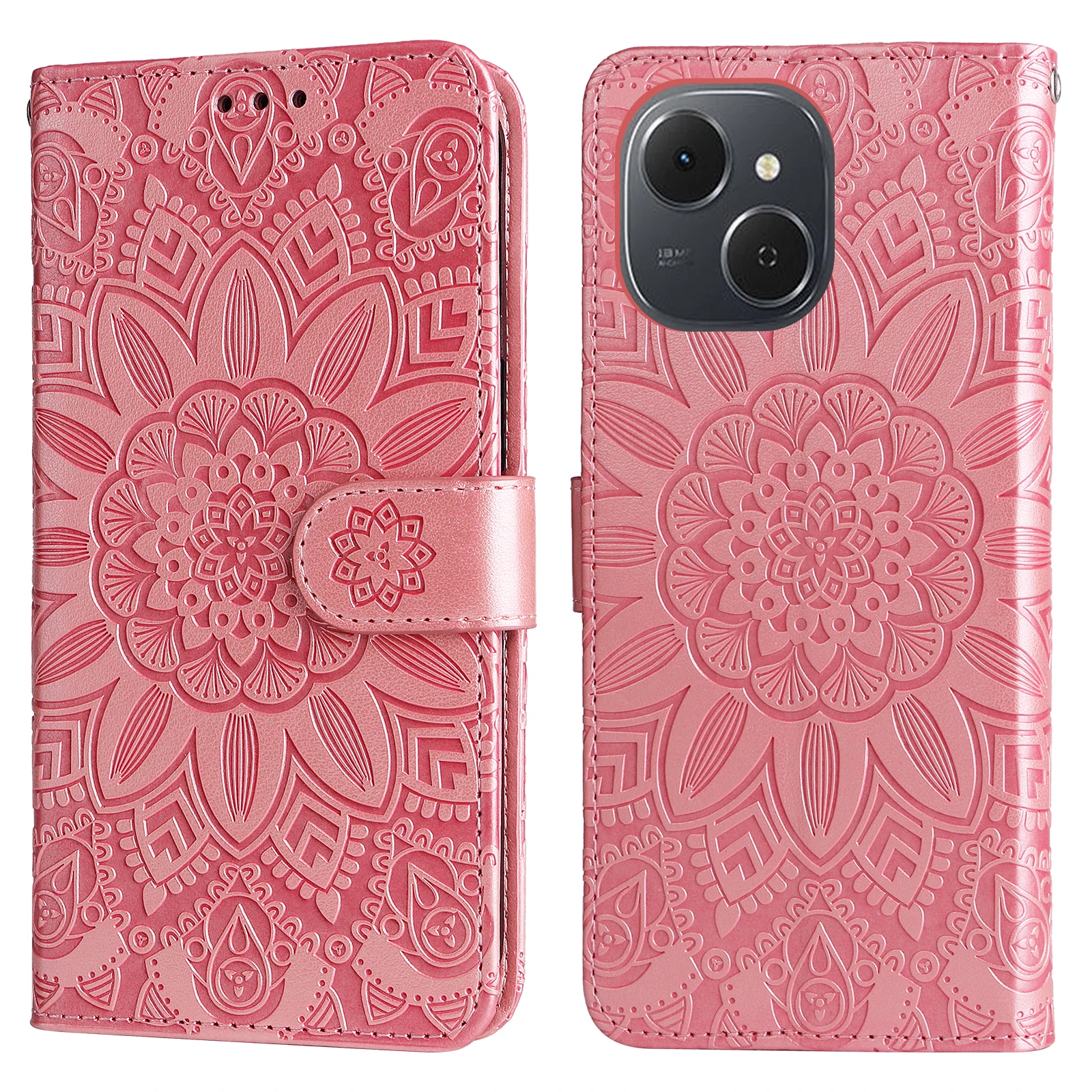 

For TECNO Spark 40C Case Sunflower Imprint Leather Wallet Phone Cover - Pink