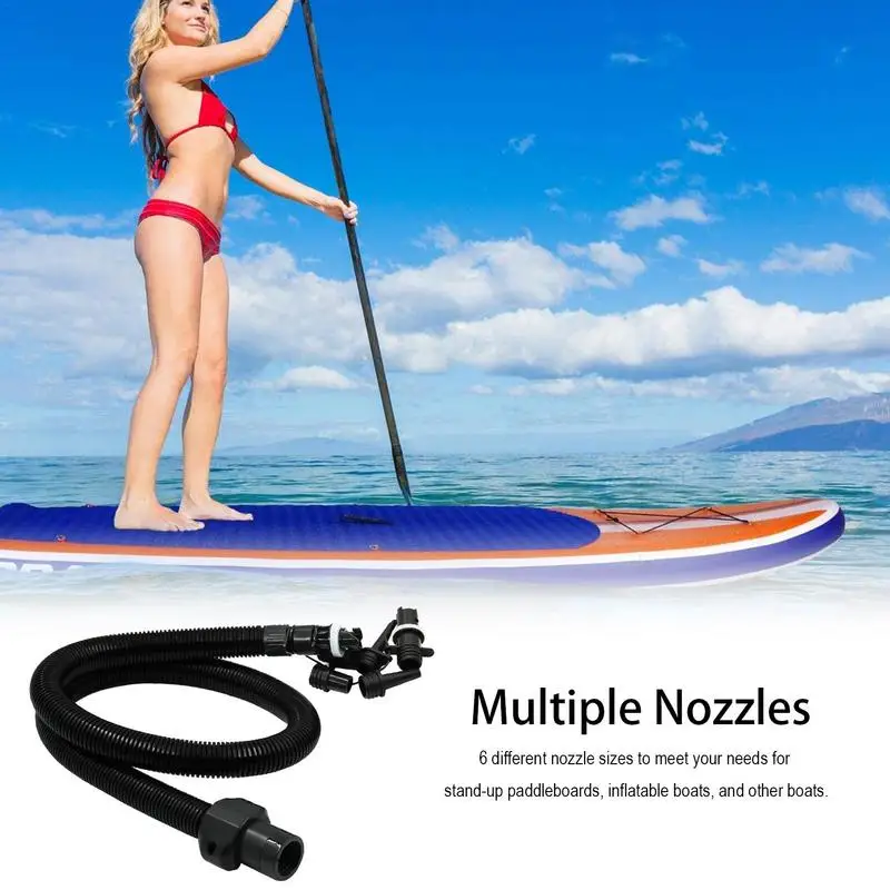 SUPs Air Pump Hose Nozzles Kit For Stand Up Paddle Board High Pressure Pump 10cm Soft Inflation Tube With 6 Nozzles