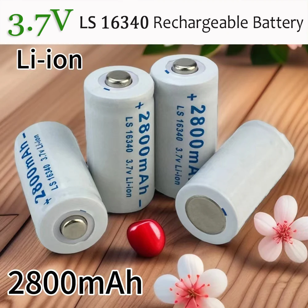 

2024 NEW CR123A RCR 123 ICR 16340 Battery 2800mAh 3.7V Safety Camera Rechargeable Lithium Ion Battery