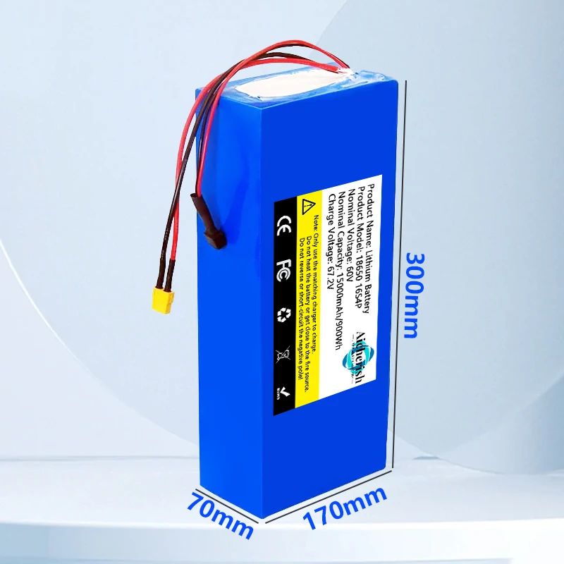 New 18650 16S4P 60V 15000mAh Lithium Battery Pack,for 67.2V Electric Bicycle Scooter Motorcycle Rechargeable Li-ion Battery