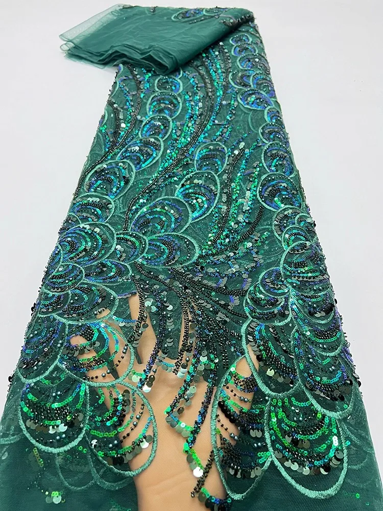 

1yard Gorgeous sequin embroidery with floral patterns gauze fabric for clothing wedding Dress cheongsam fabric