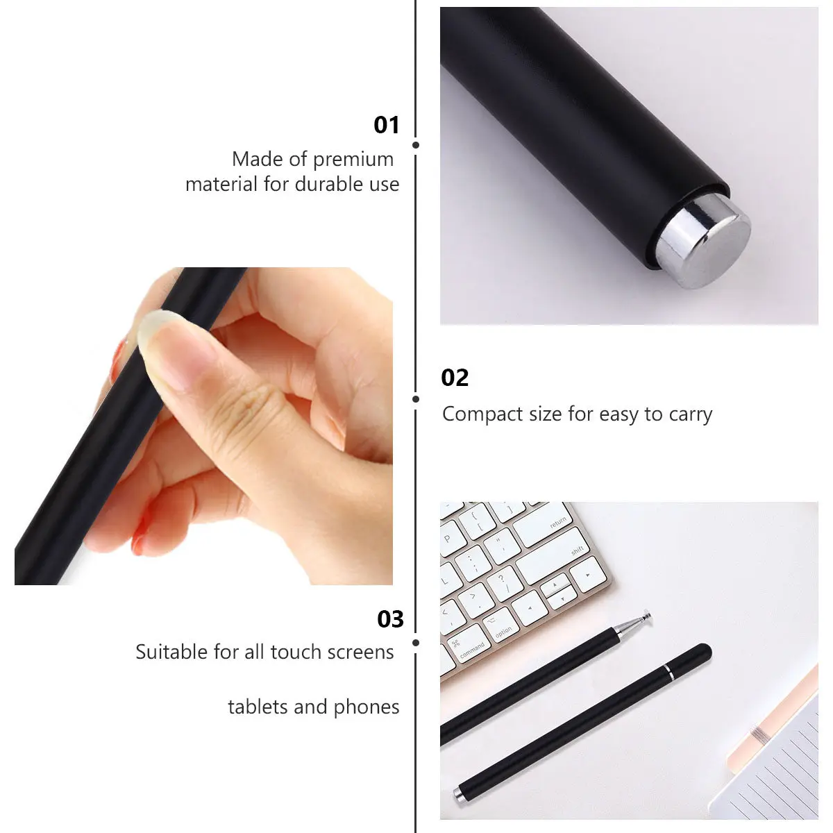 

1Pcs Tablet Stylus Pen Black Durable Multi-Function Capacitive Stylus Pen Suitable All Touch Screen Smartphones Tablets