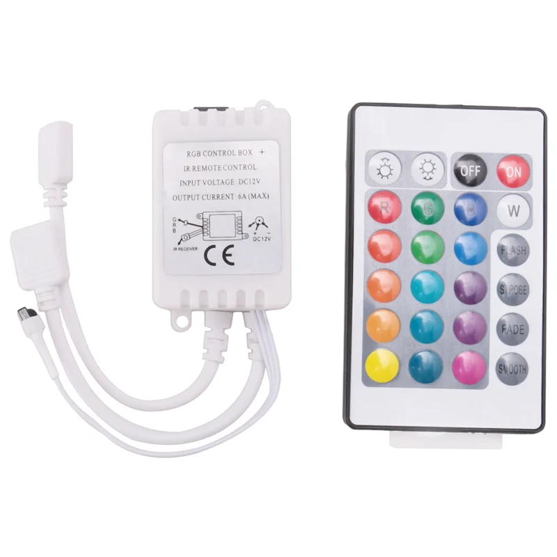 AS94-2X Controller luci di striscia LED, controller Controller luci di striscia LED RGB + telecomando a infrarossi 24 tasti