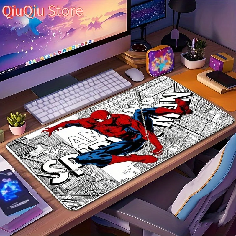 قطعة واحدة من لوحة الماوس Marvel Spider-Man 7 تحت عنوان - قاعدة مطاطية كبيرة غير قابلة للانزلاق، سجادة مكتب قابلة للغسل مع عمل فني للكتاب الهزلي النابض بالحياة للعبة #1