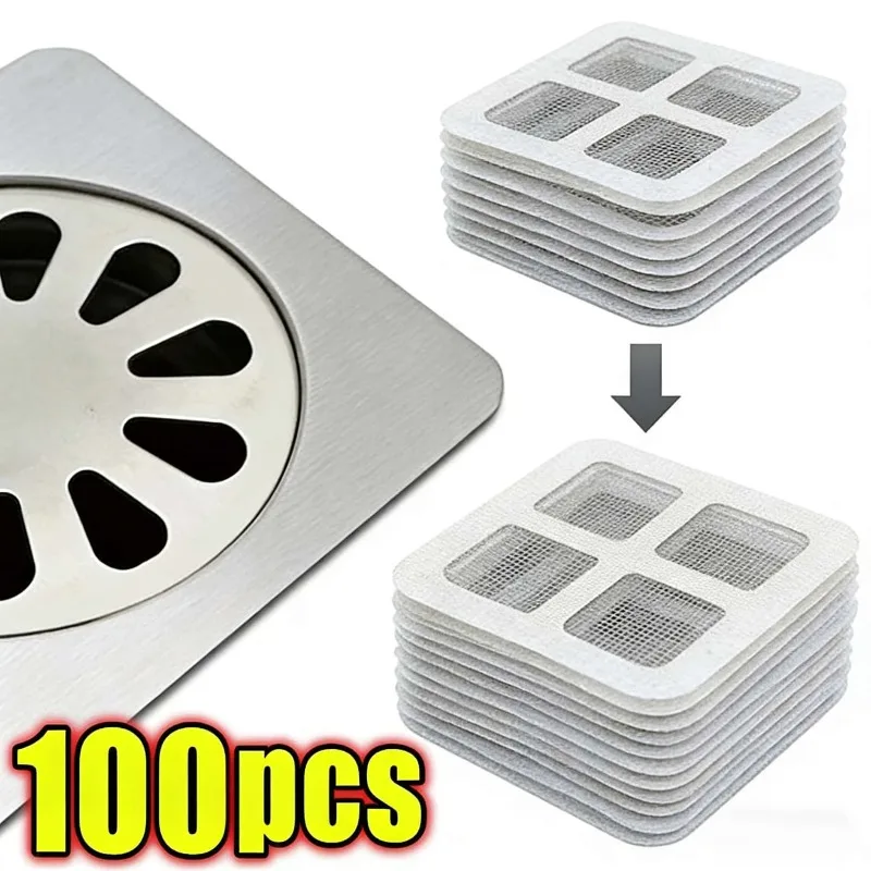 Disposable Floor Drain Hair Catcher Anti-Insect Mesh Stickers Strong Adhesion Bathroom Sink Drain Filter Hair Stopper For Shower
