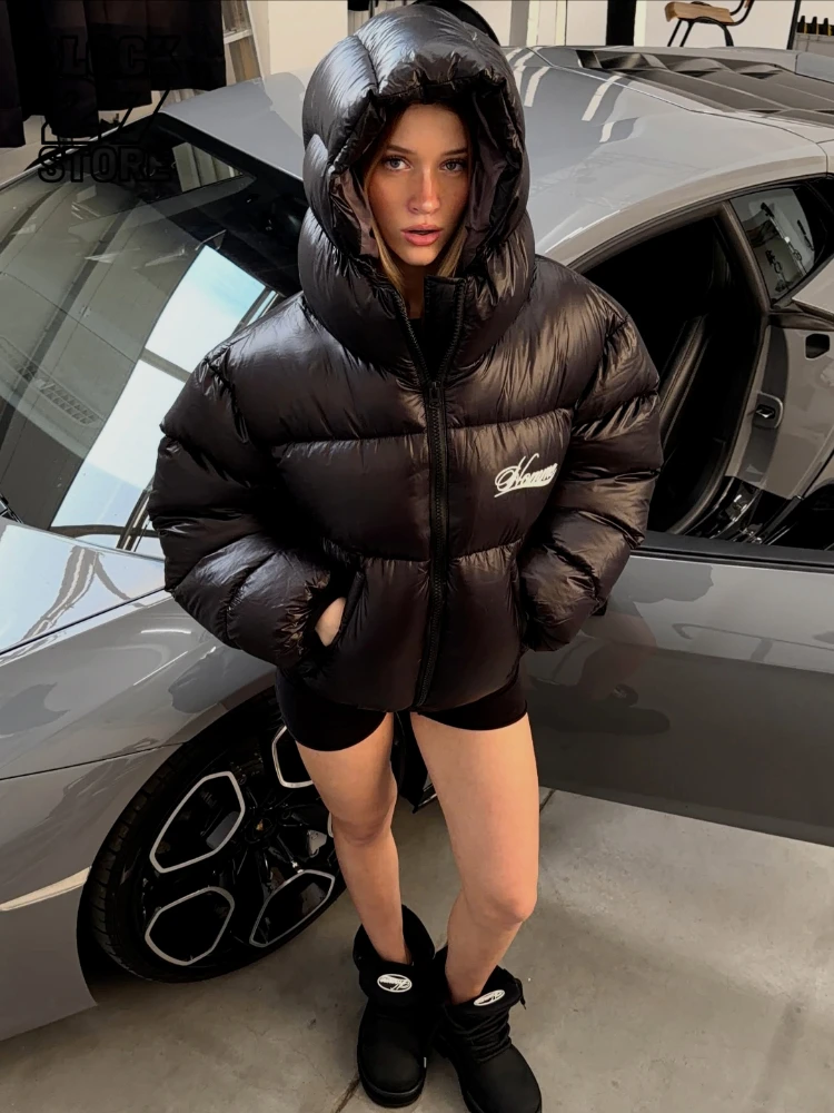 Unisex American Retro Zip Up Puffer Jacket Harajuku Streetwear Casual Outerwear Winter Thick Padded Warm Parka Coat Classic Man