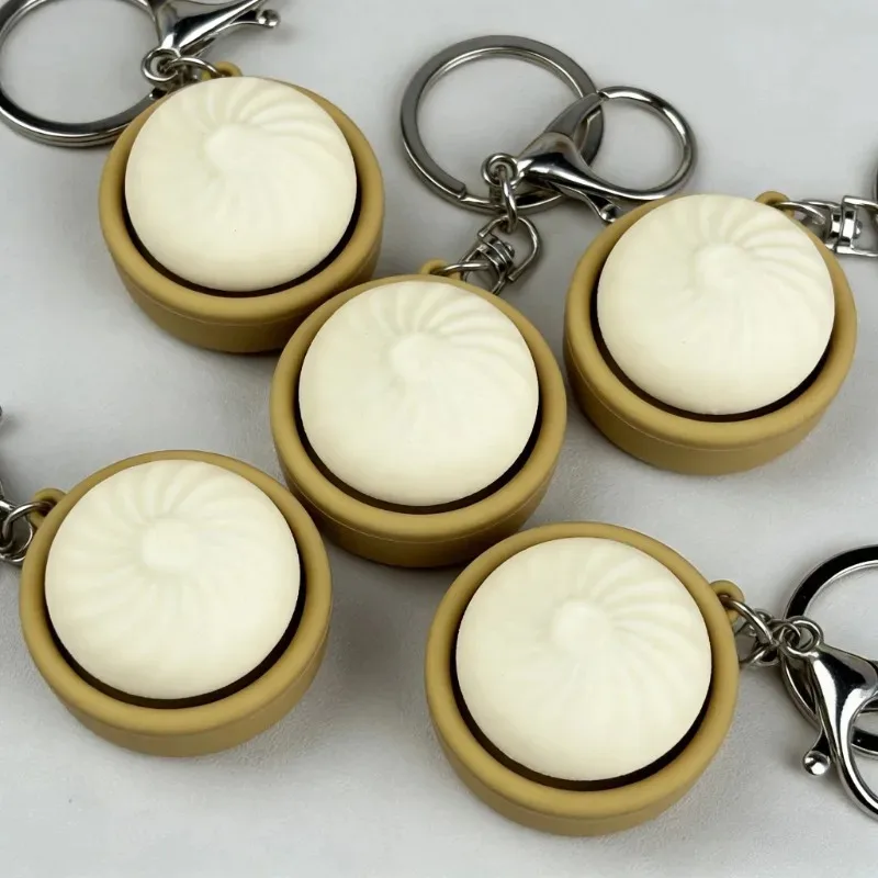 5Pcs Mini Steamed Bun Stress Relief Keychain Soft Slow Rebound Kneading Stress Relief Clicker Kawaii for Adults Office Child