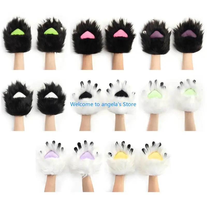 

X4YC Cats Paws Gloves with Claw Animal Paws Gloves Therians Paws Fursuit Halloween Cosplay Costume Accessories Therians Gear