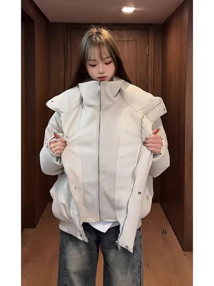 

Утепленная зимняя куртка из искусственной кожи и хлопка с воротником-стойкой для мужчин, повседневная, приталенная, на молнии