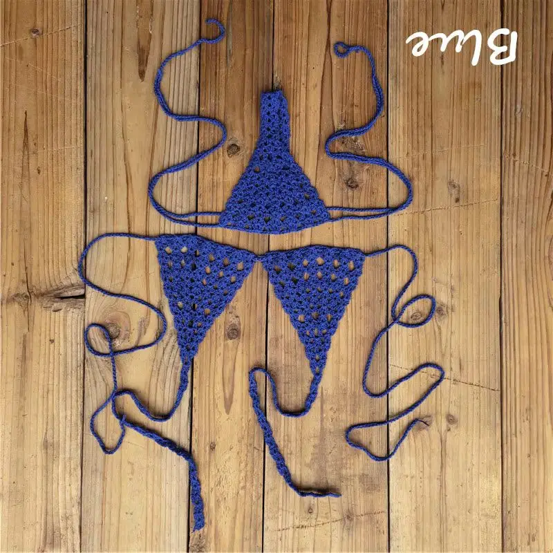 Handgemaakte gehaakte mini-bikiniset voor dames, sexy micro bikini, designer badpak voor strand, spa, zonnebaden, extreme pasvorm